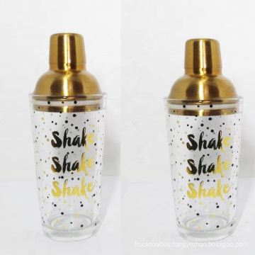 wholesale gold effect glass cocktail shaker gift set